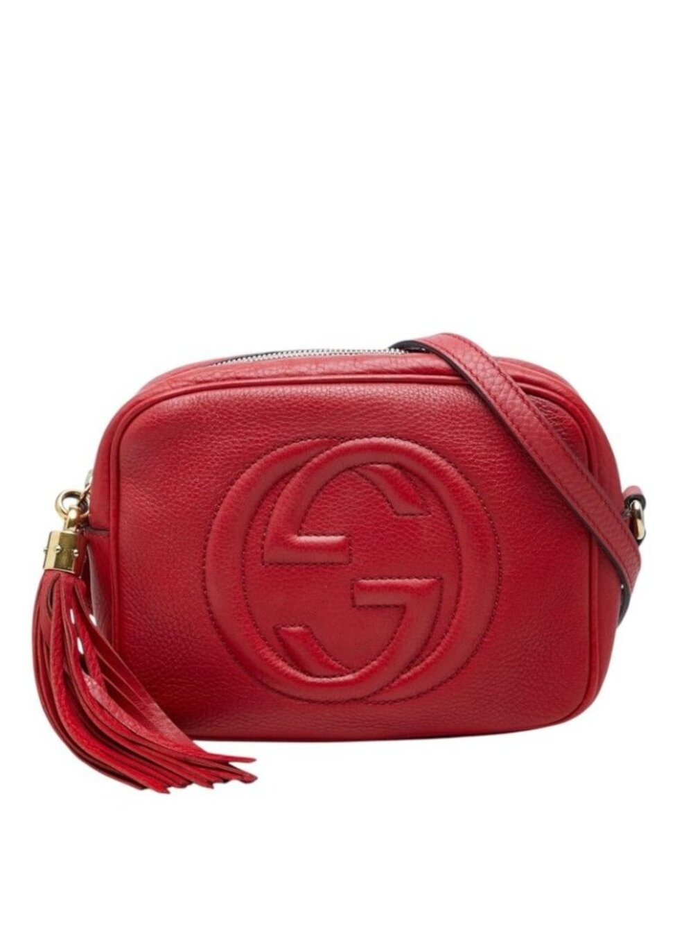 Gucci Interlocking G Soho Crossbody Shoulder Bag Red Leather